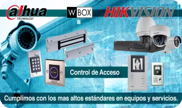Cámaras, grabador, cerradura magnética y lectores de control de acceso de las marcas Dahua, Hikvision y WBOX